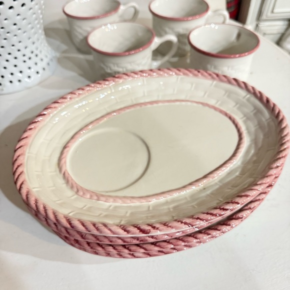 Home: Plate & Cup Basket Weave Porcelain Portugal Sets - Picture 1 of 17